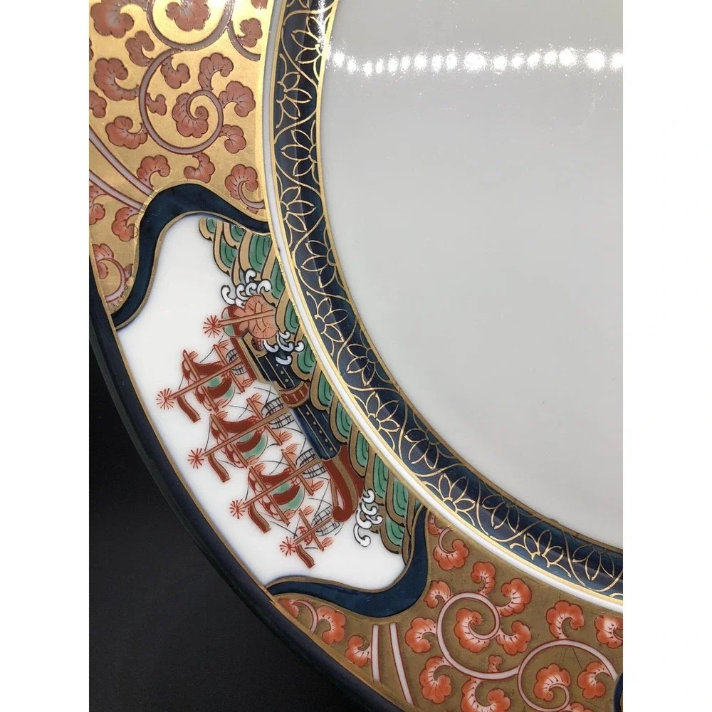 Arita Yamatoku Tableware Nishiki Nanban Ship Map Dinner Plate‎